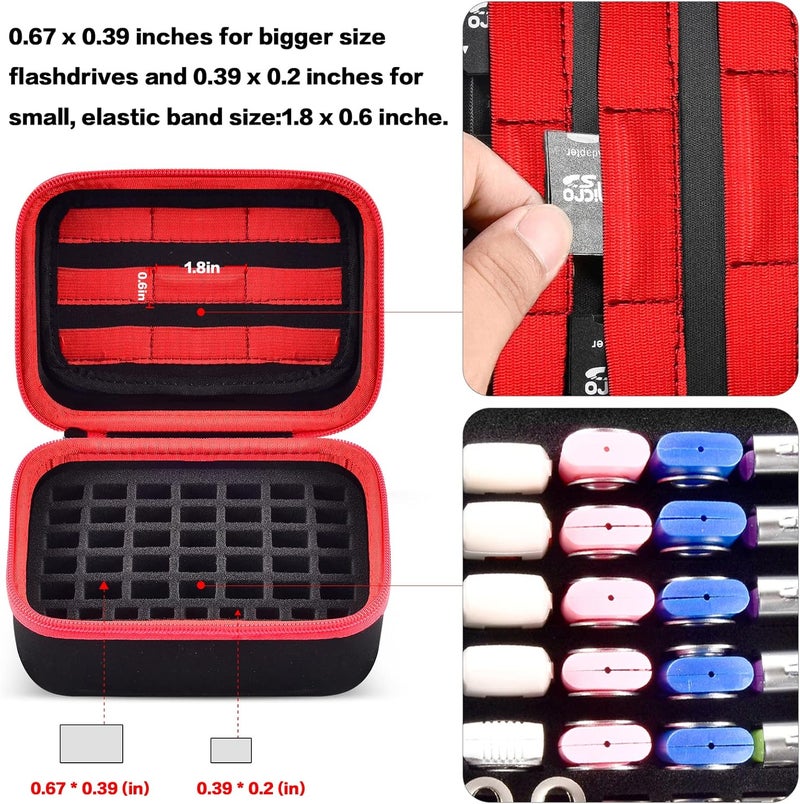 Comecase حافظة فلاش USB، محرك أقراص، حامل بطاقة الذاكرة SD SDXC SDHC، منظم حقيبة تخزين الملحقات الإلكترونية - أحمر (الصندوق فقط) - Image 2